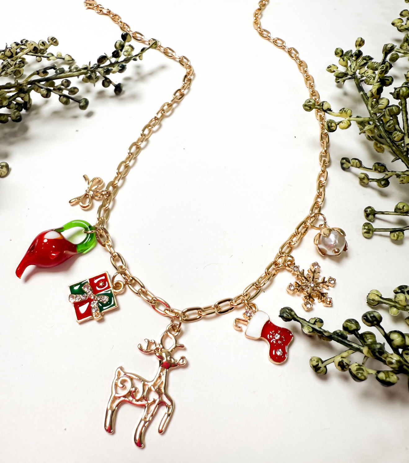 Rudolph Christmas Charm Necklace