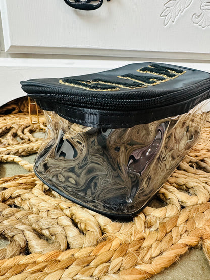 Black Glam Clear Cosmetic Make up Bag