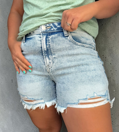 Luna Light Wash Denim Shorts