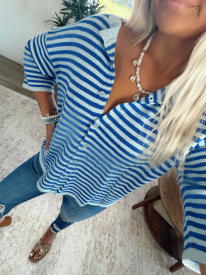Duo Stripe Button Cardigan