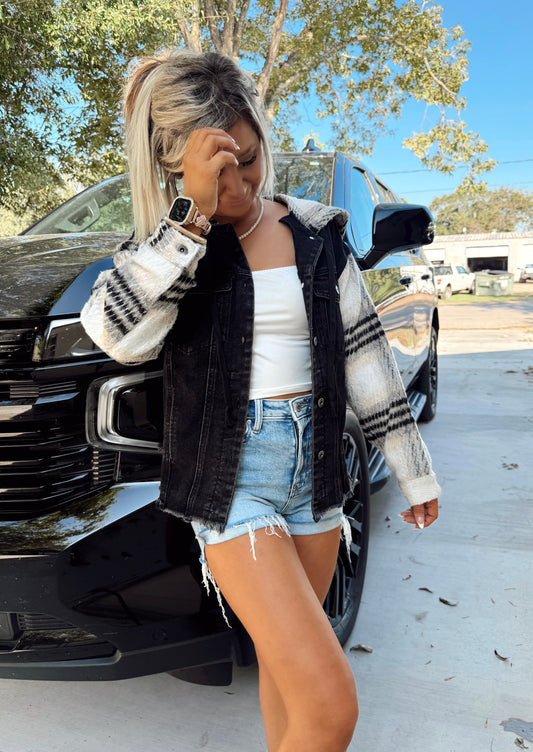 Modern Times Plaid Denim Jacket