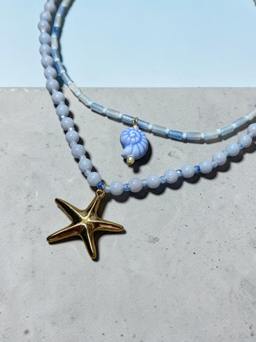 Deep Blue Sea Layered Charm Necklace