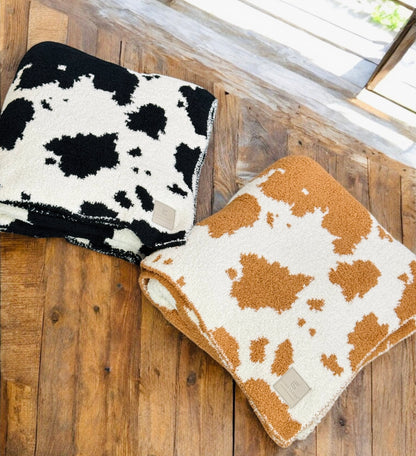 Cozy Corral Cow Print Throw Blanket