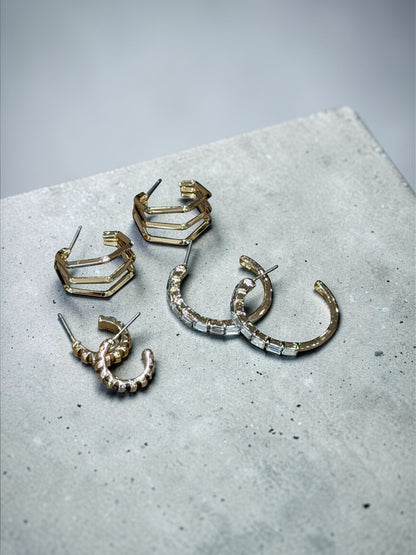 Geo Hoop Trio Earring Set