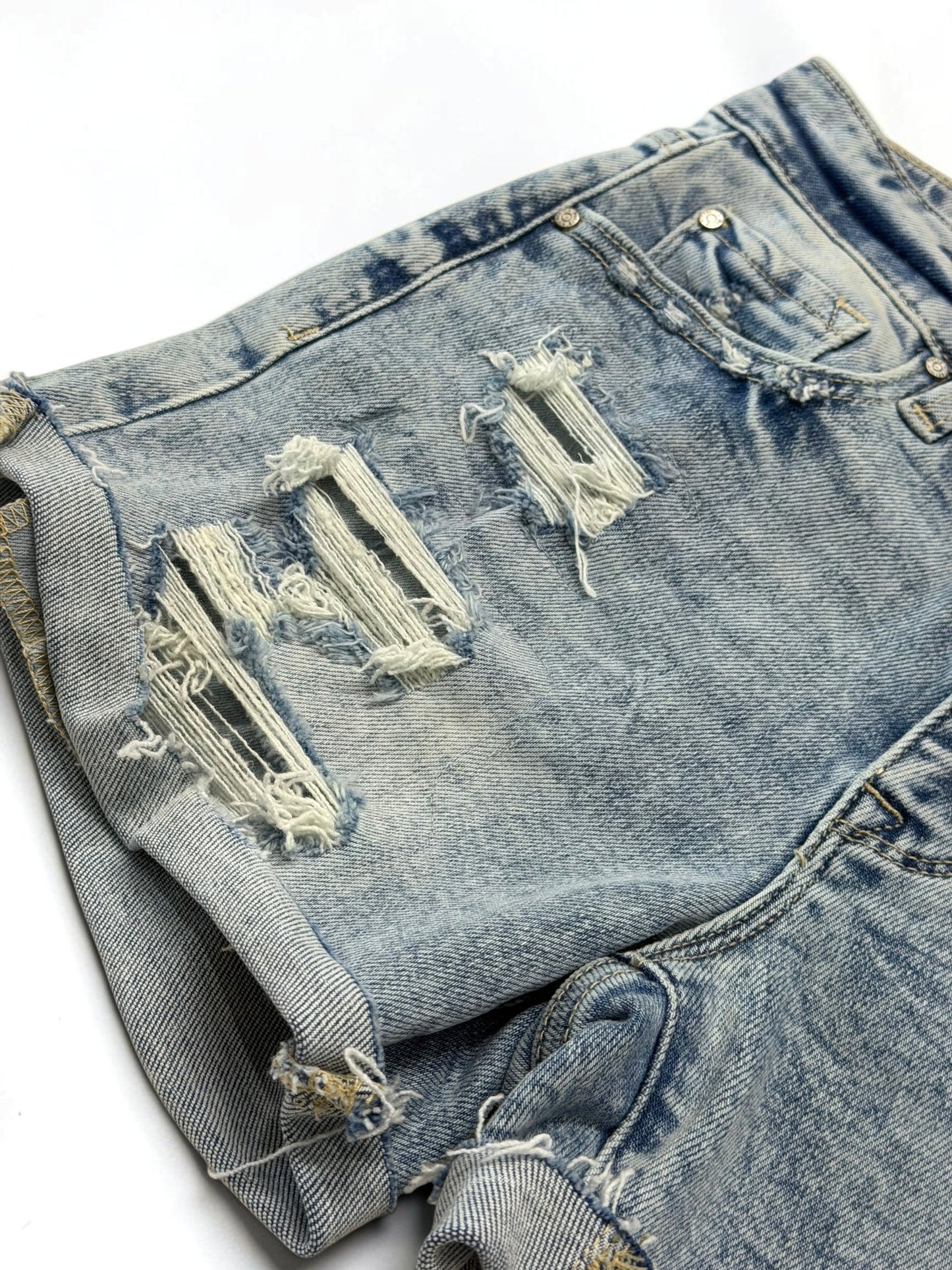 Serena Patch Light Wash Denim Shorts