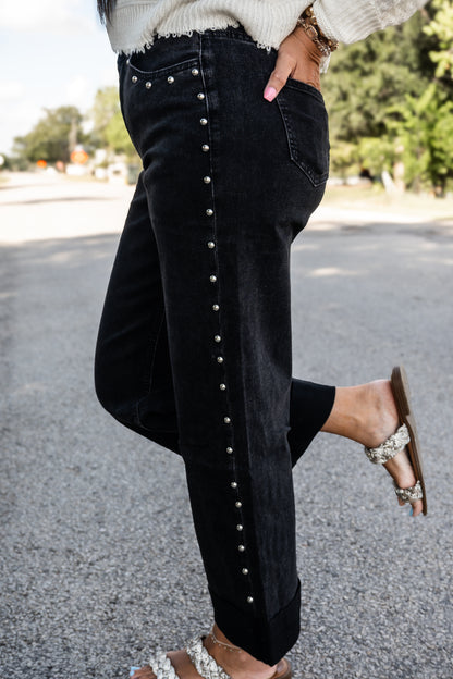 Reese Rebel Studded Black Denim Jeans