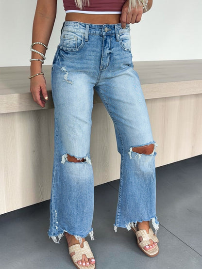 Lila Mae Distressed Vintage Flare Jeans