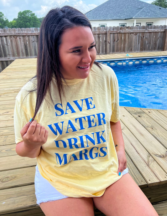 Save Water Drink Margs Puff Graphic Top