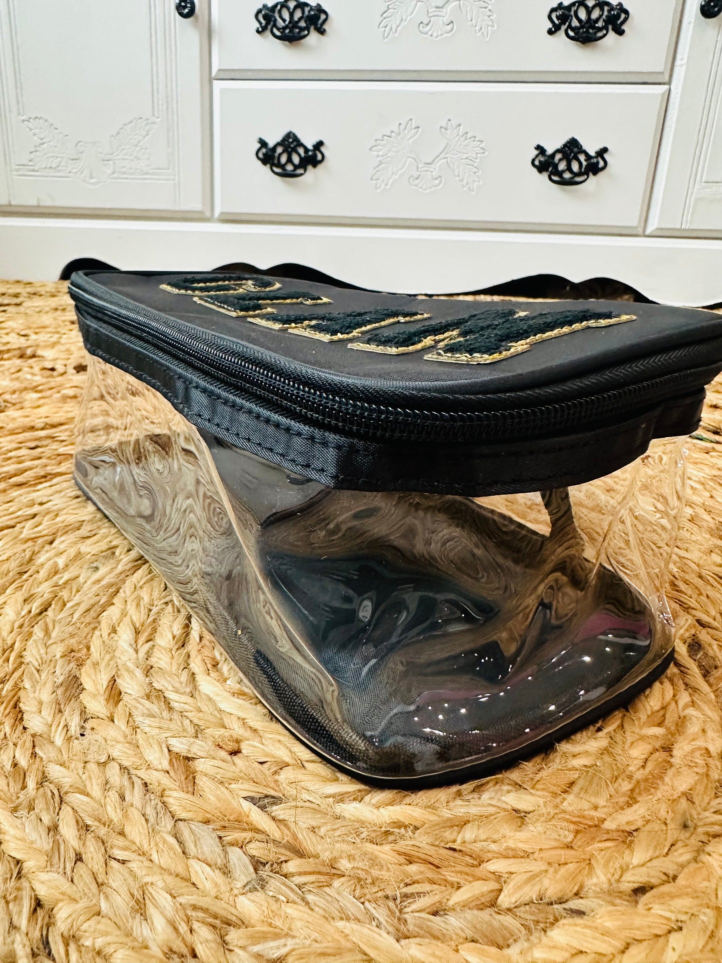 Black Glam Clear Cosmetic Make up Bag