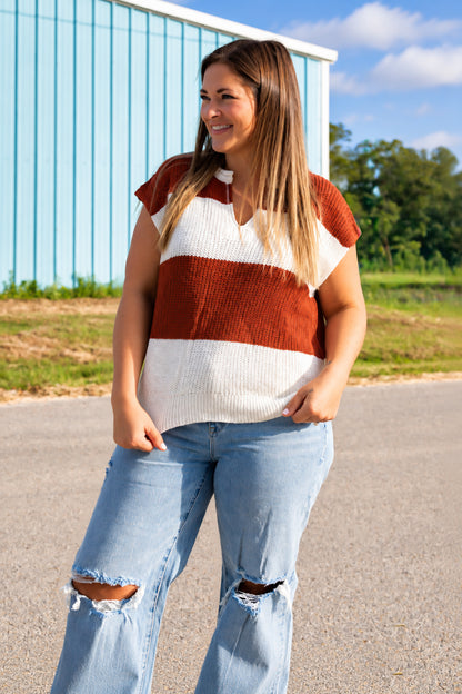 Toffee Stripes Sweater Top