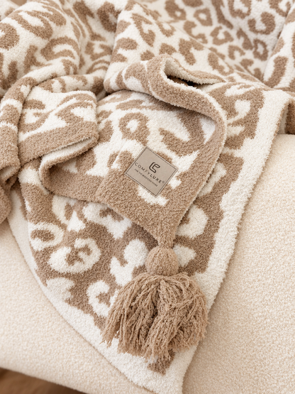 PomPom Leopard Throw Blanket