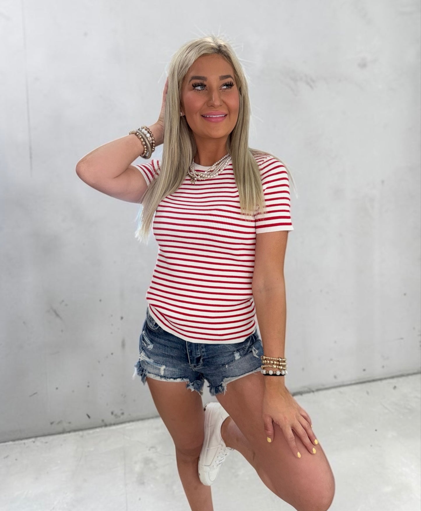 Refined Ribbed Stripe Top