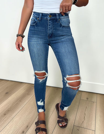 Sara Sage Distressed Skinny Jeans