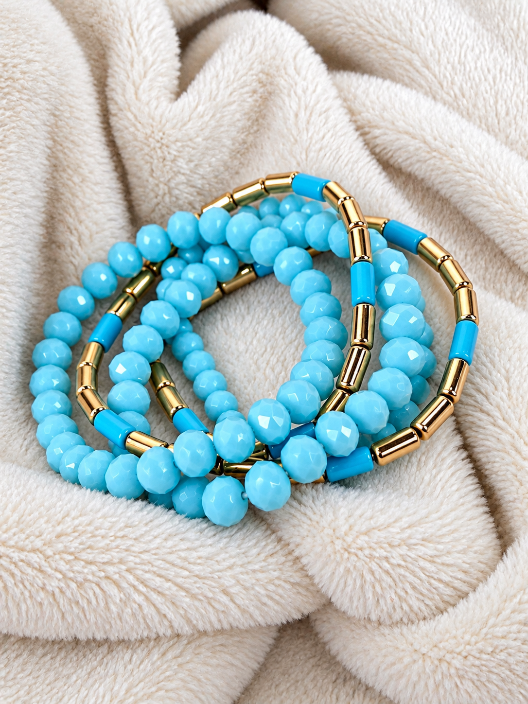 Baby Blue Beaded Bracelet Set