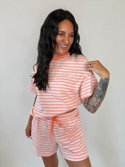 GOOD VIBES Stripe Lounge Set
