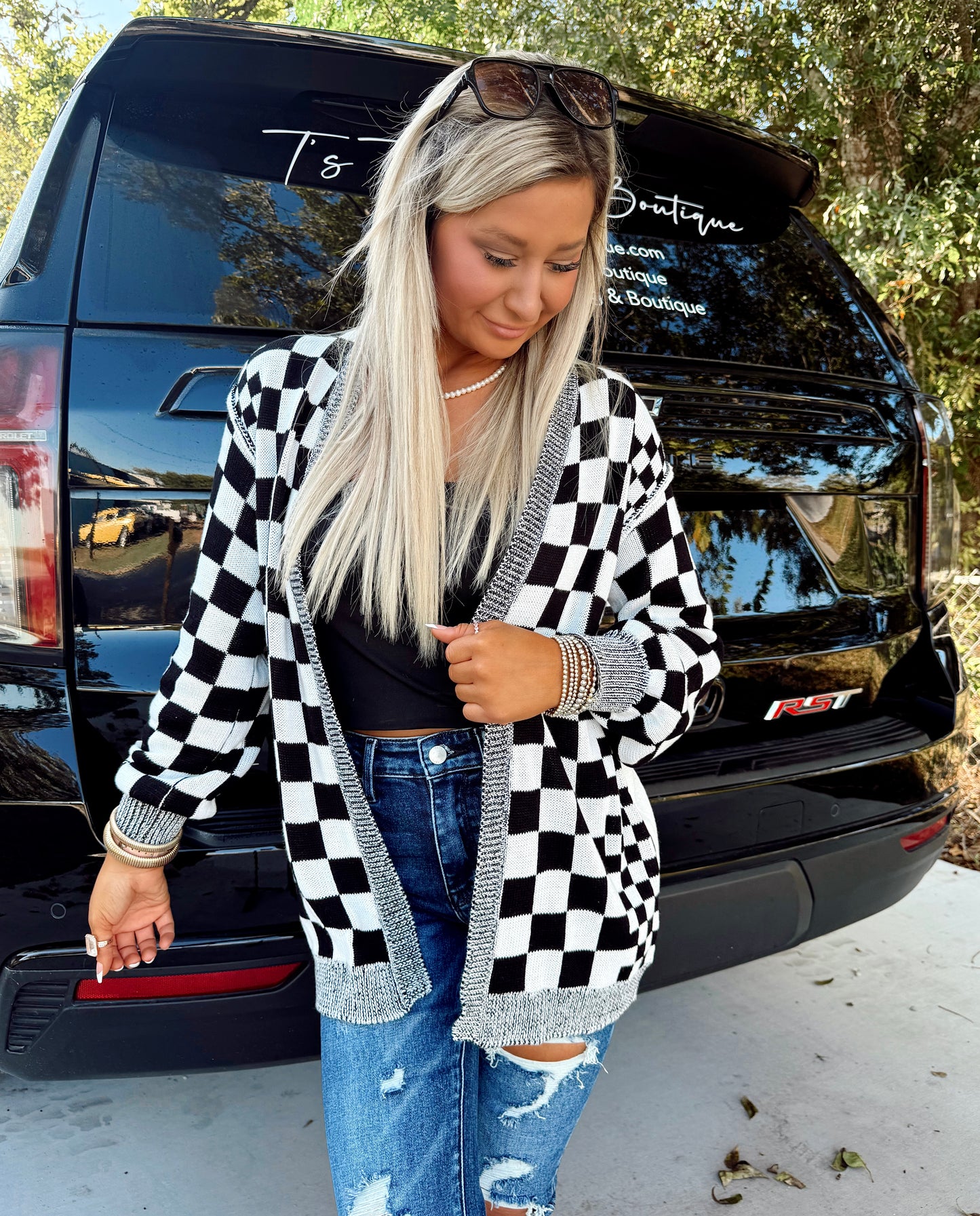 Check You Later Black Cardigan