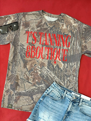 Red On Camo T's Tanning Graphic T-Shirt