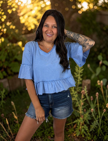 Washed Comfort Ruffle Tee