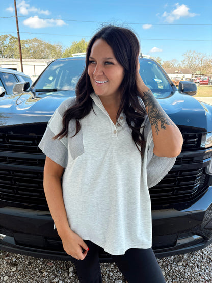 Double Take Two Toned Waffle Top