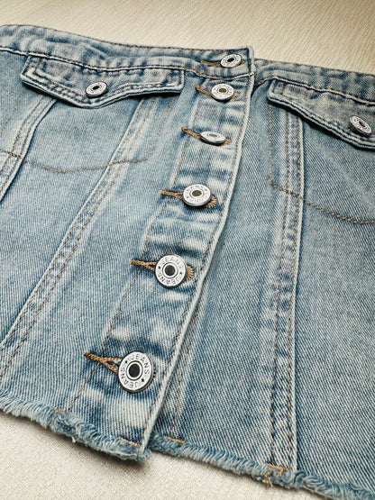 Buckle Me Up Crop Denim Top