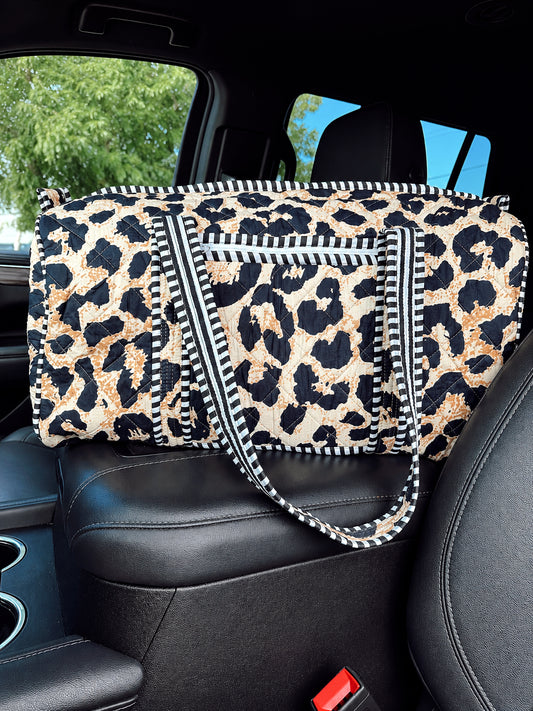 Leopard Quilted Duffle Bag