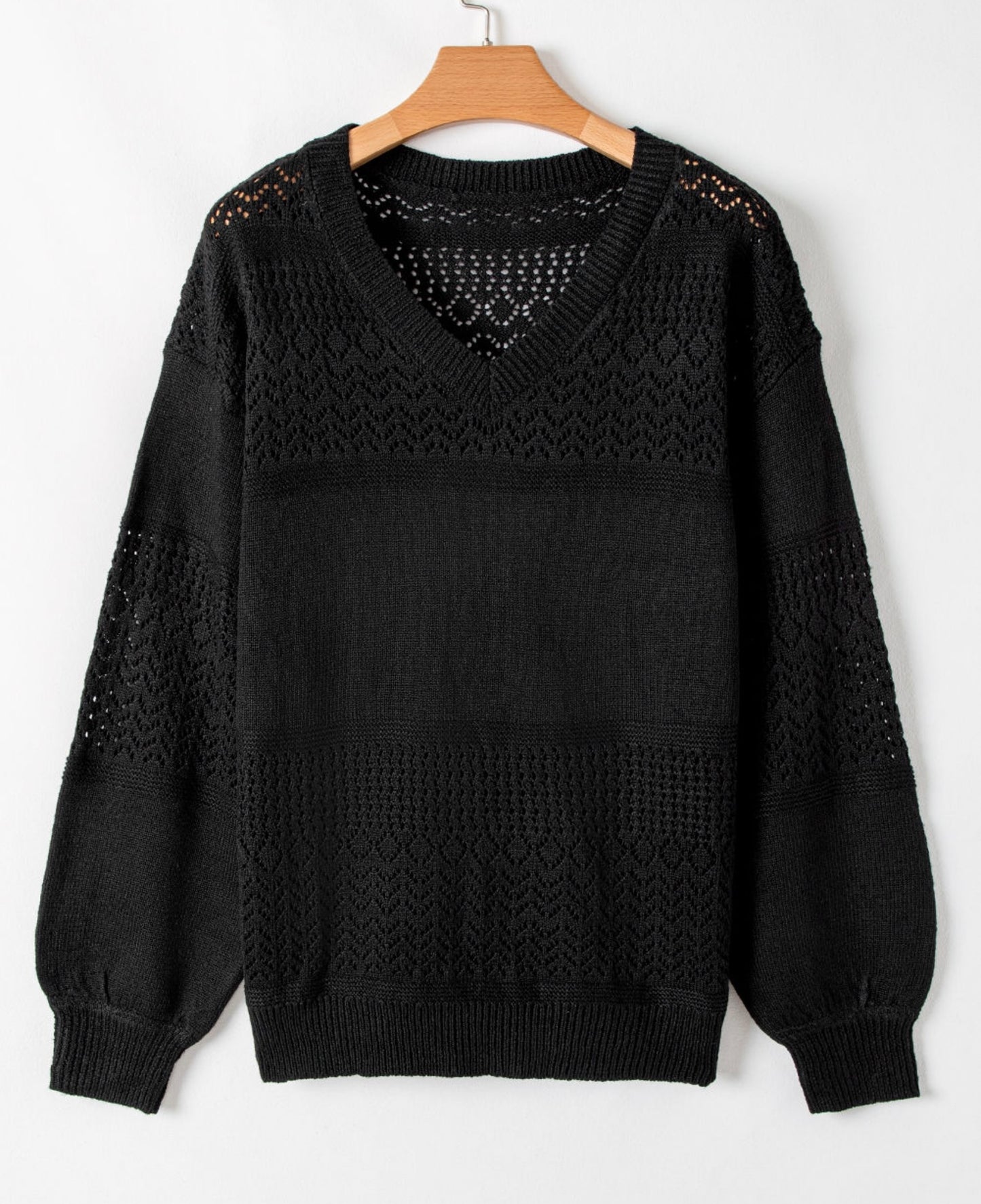 Pattern V neck Sweater Top