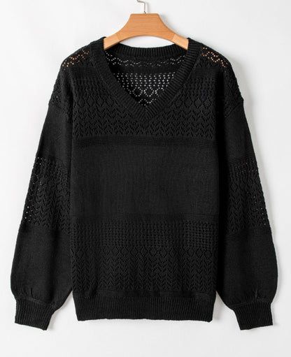 Pattern V neck Sweater Top
