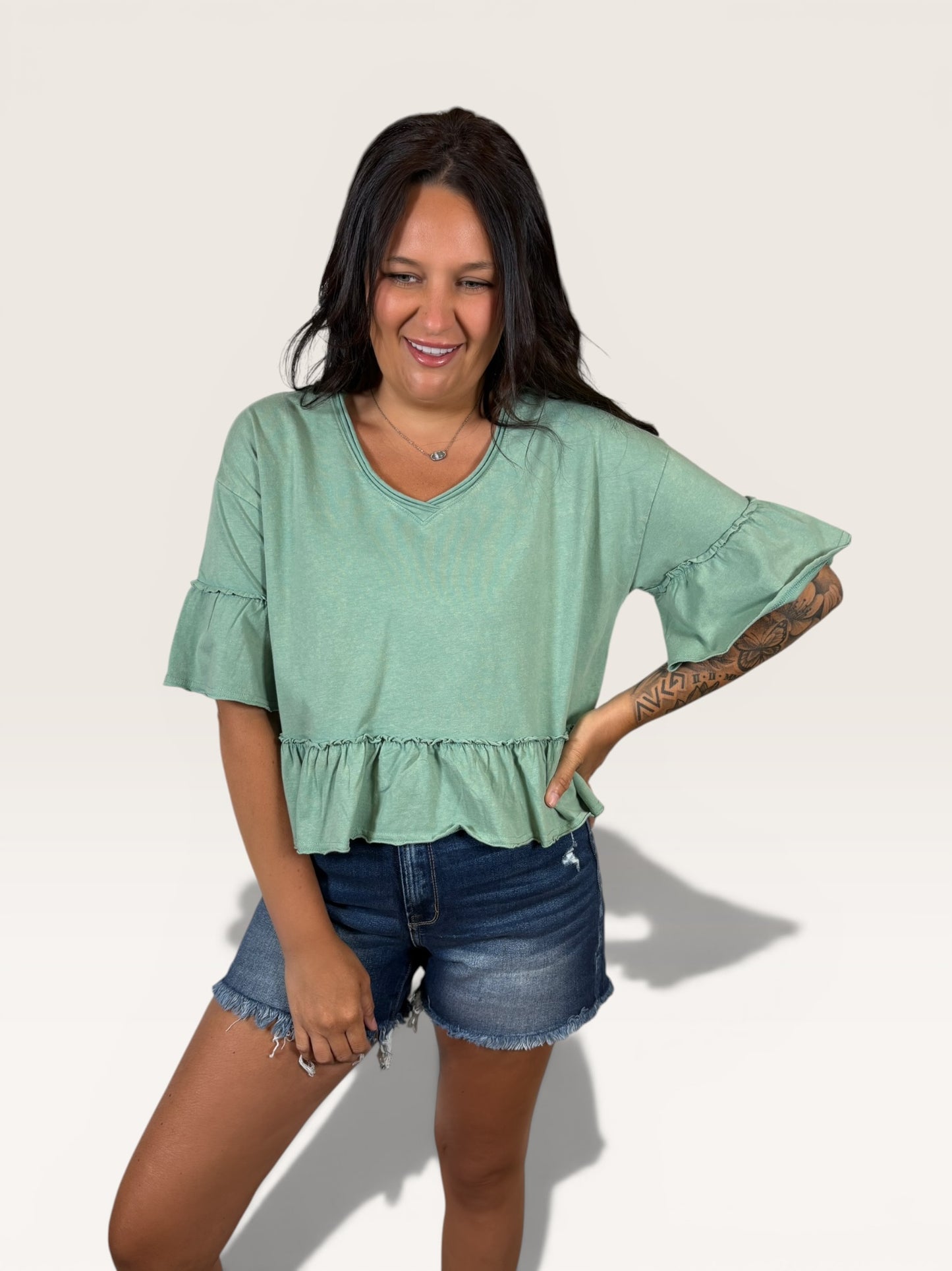 Washed Comfort Ruffle Tee