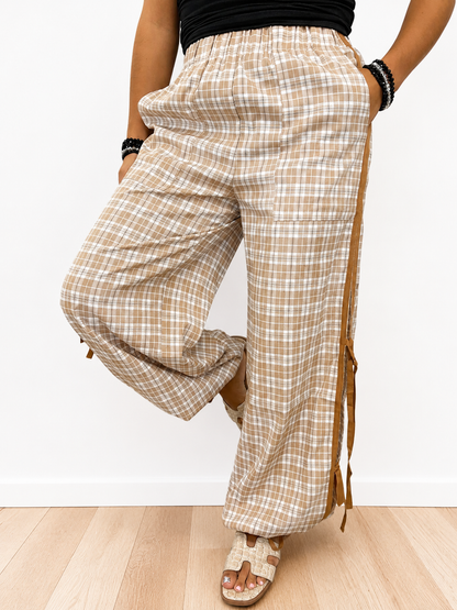 Tied Up Plaid Comfort Pants