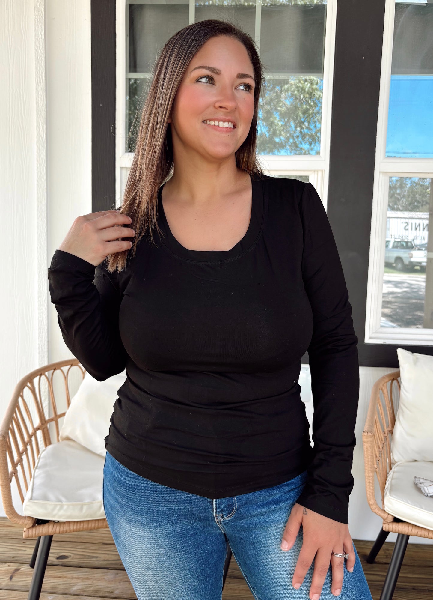 Autumn Basics Square Neck Fitted Top