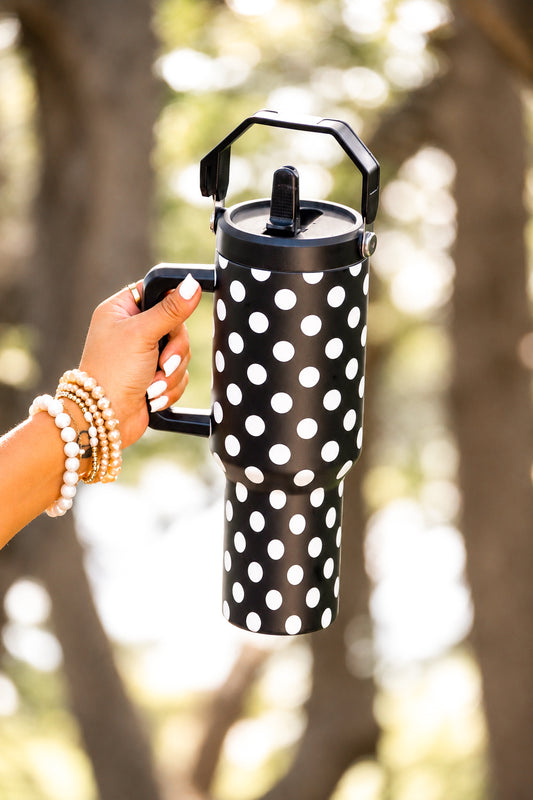 Black & White Polka Dot Tumbler Cup