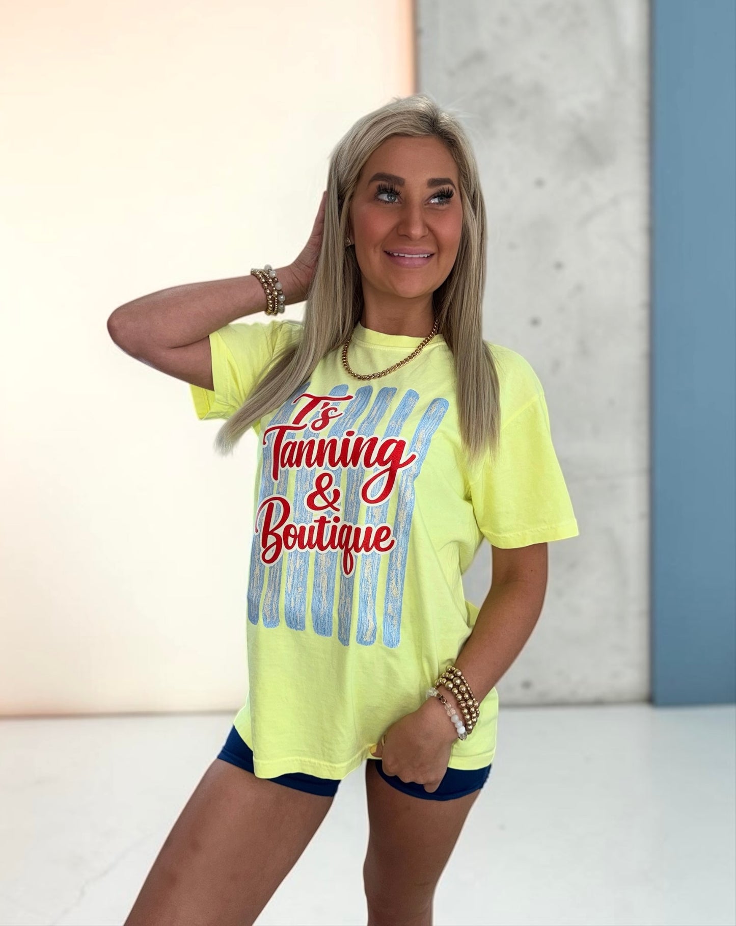T's Tanning Neon Yellow Graphic T-shirt