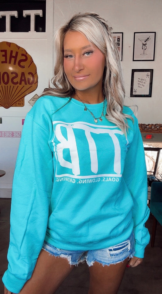 Teal TTB w/ White Logo Crewneck Top