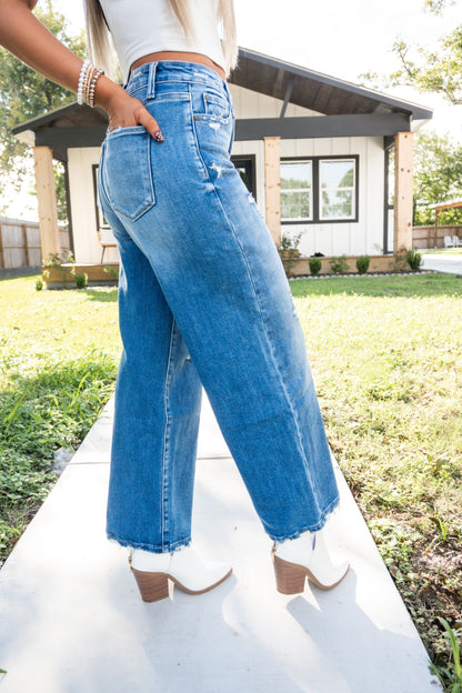 Indie High Rise Cropped Wide Leg Jeans