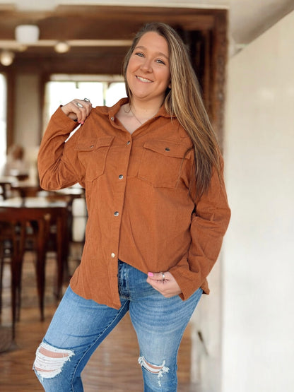 Woodland Relax Ribbed Shacket Top