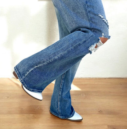 Sammi Distressed Straight Leg Denim Jeans