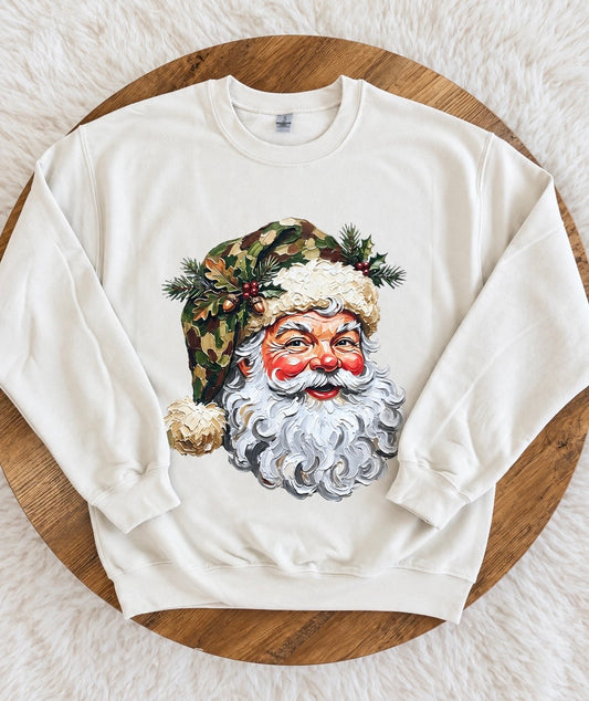 Santa In Camo Graphic Crewneck