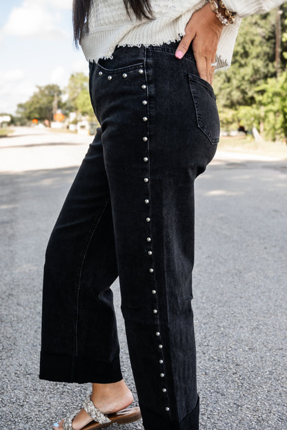Reese Rebel Studded Black Denim Jeans
