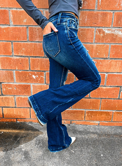 DARK WASH Kara Distressed Denim Jeans