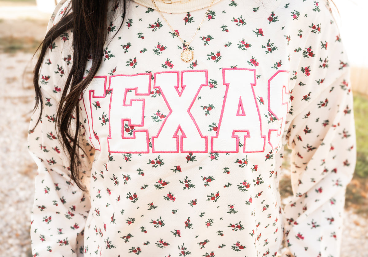 TEXAS Rose Mock Neck Sweatshirt