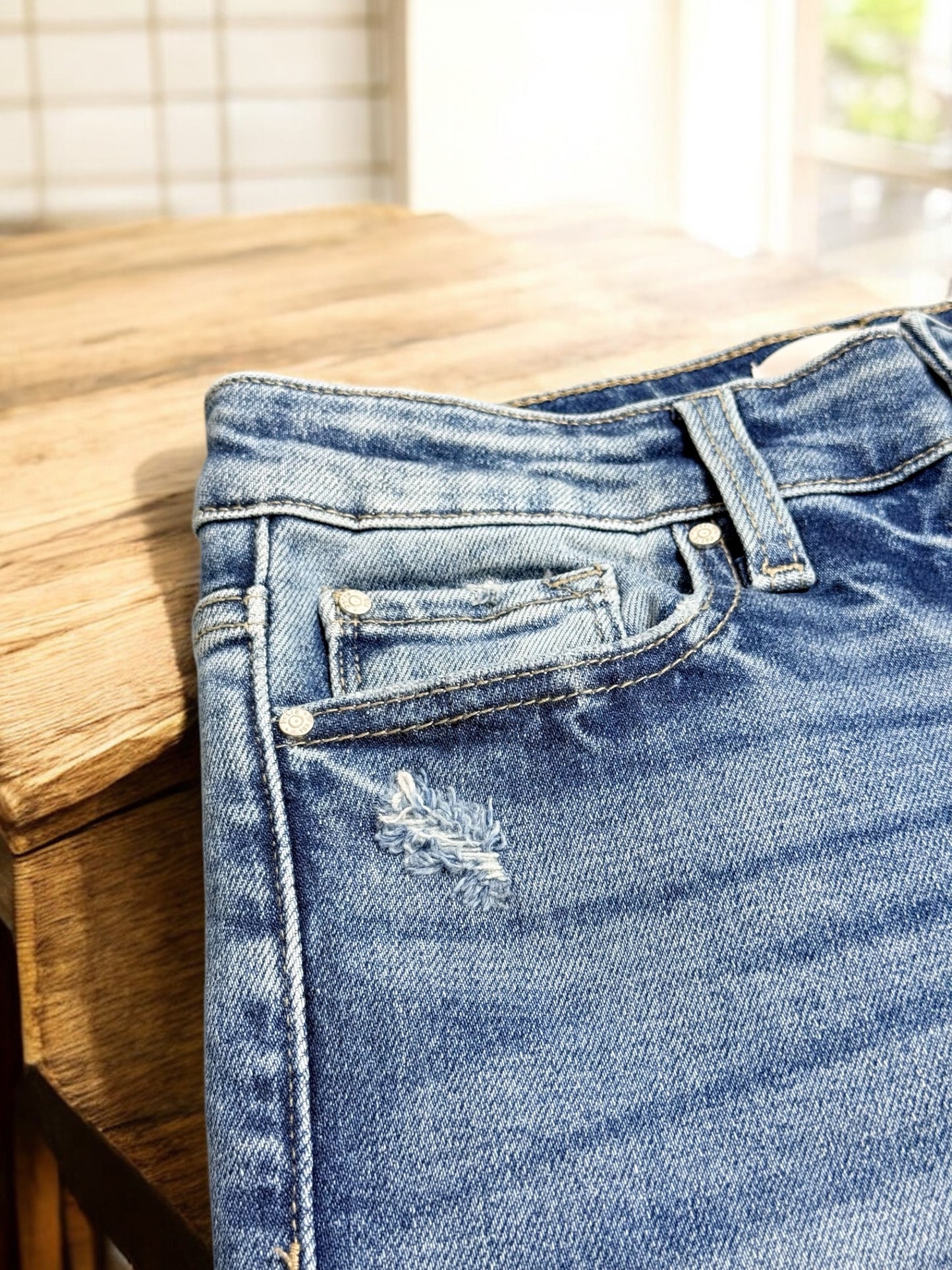 Addison Mid-Rise Straight Cuffed Jeans