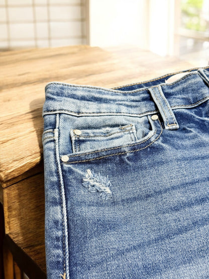 Addison Mid-Rise Straight Cuffed Jeans