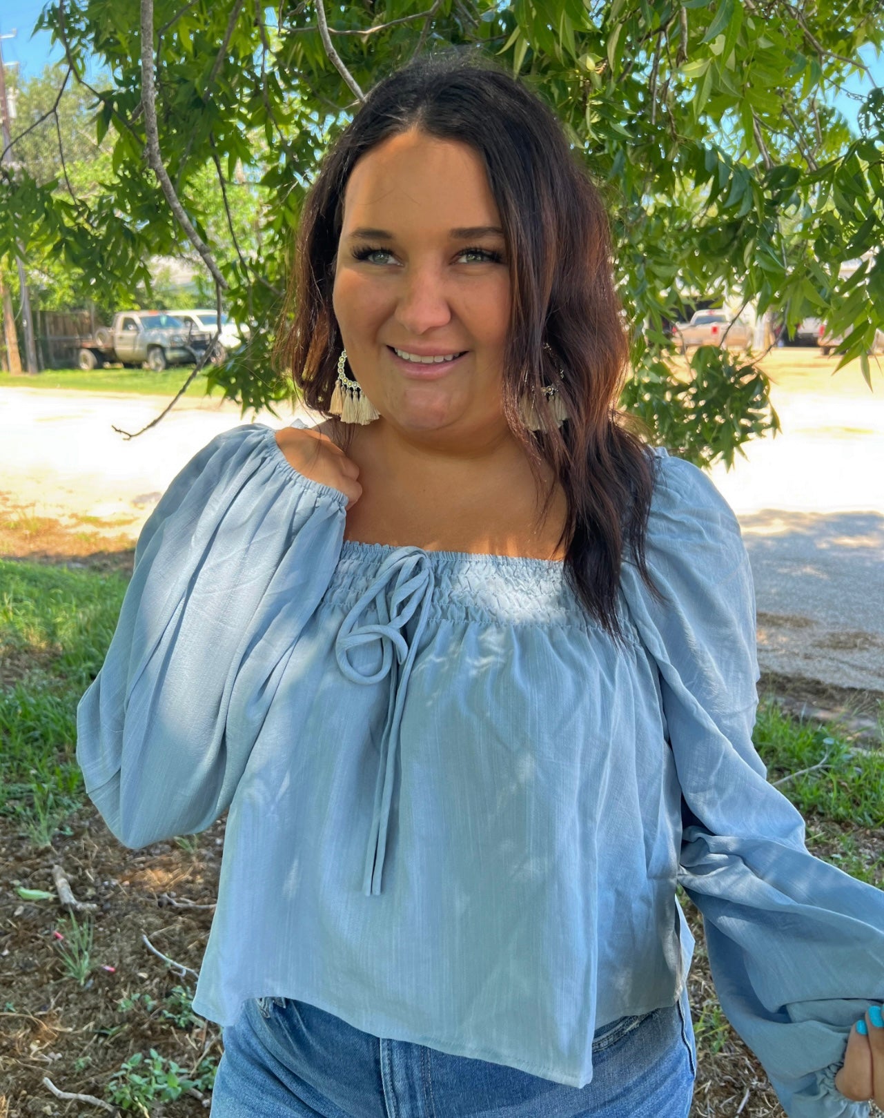Fearless Fall Blue Blouse Top