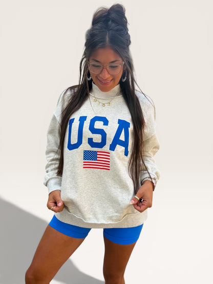 Mock Neck Reversible USA/America Graphic Sweatshirt