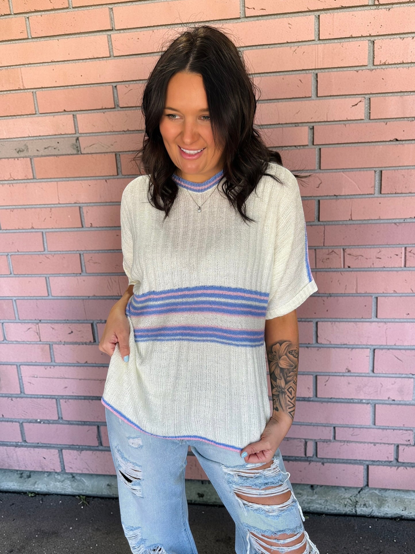 SkyPop Color‑Block Top