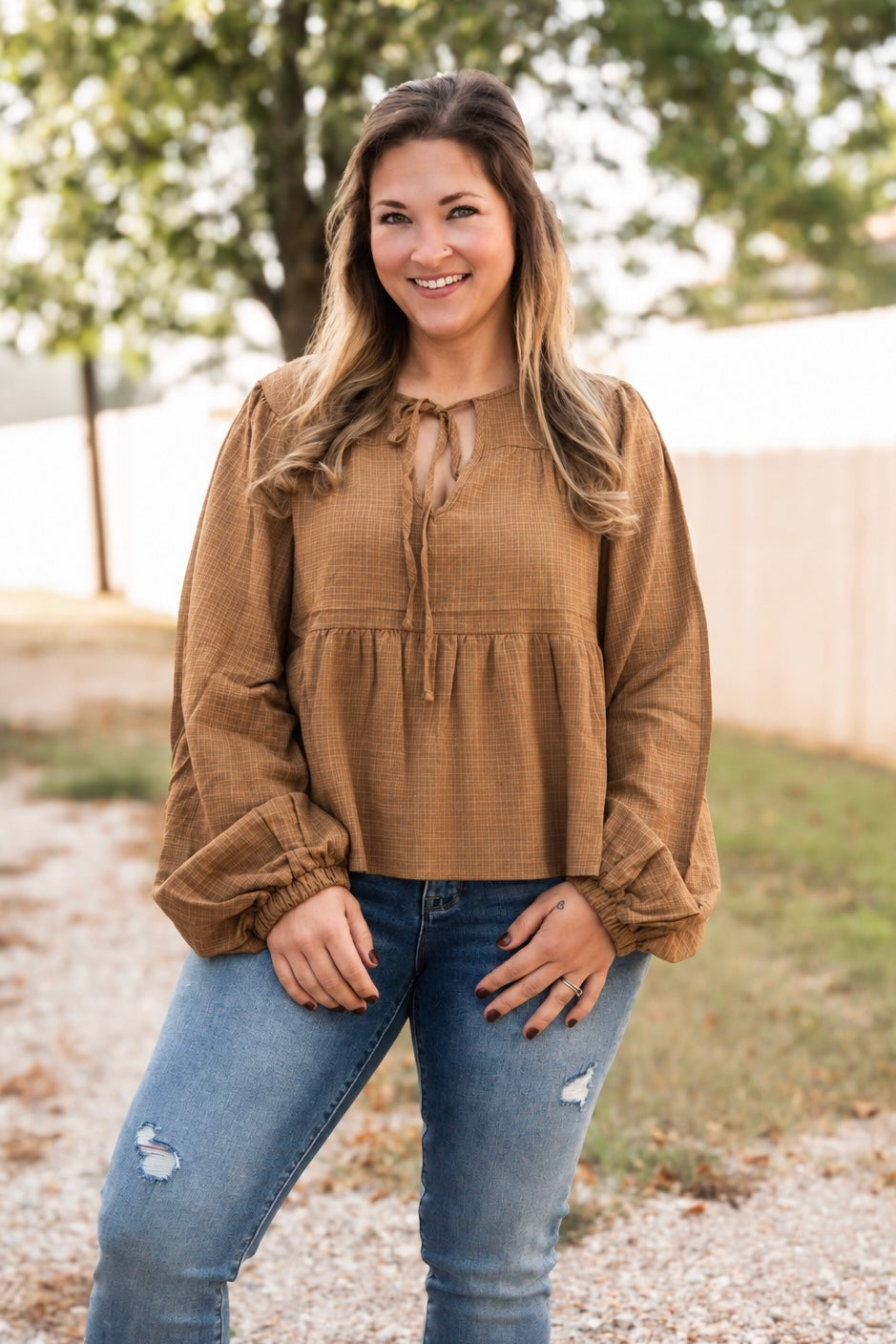 Emery Tie Peplum Blouse Top
