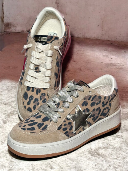 Leopard Pop Silver Low-Top Sneakers