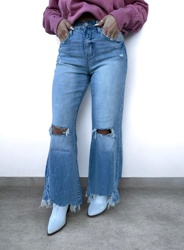 Lila Mae Distressed Vintage Flare Jeans