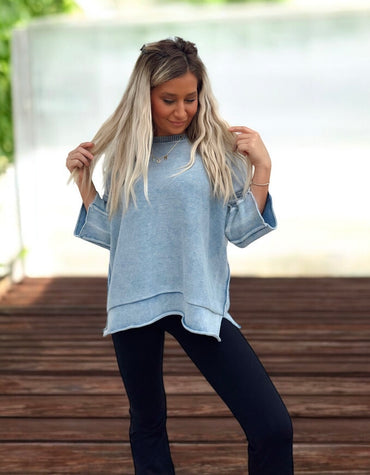 The Washed Cloud Knit Sweater Top