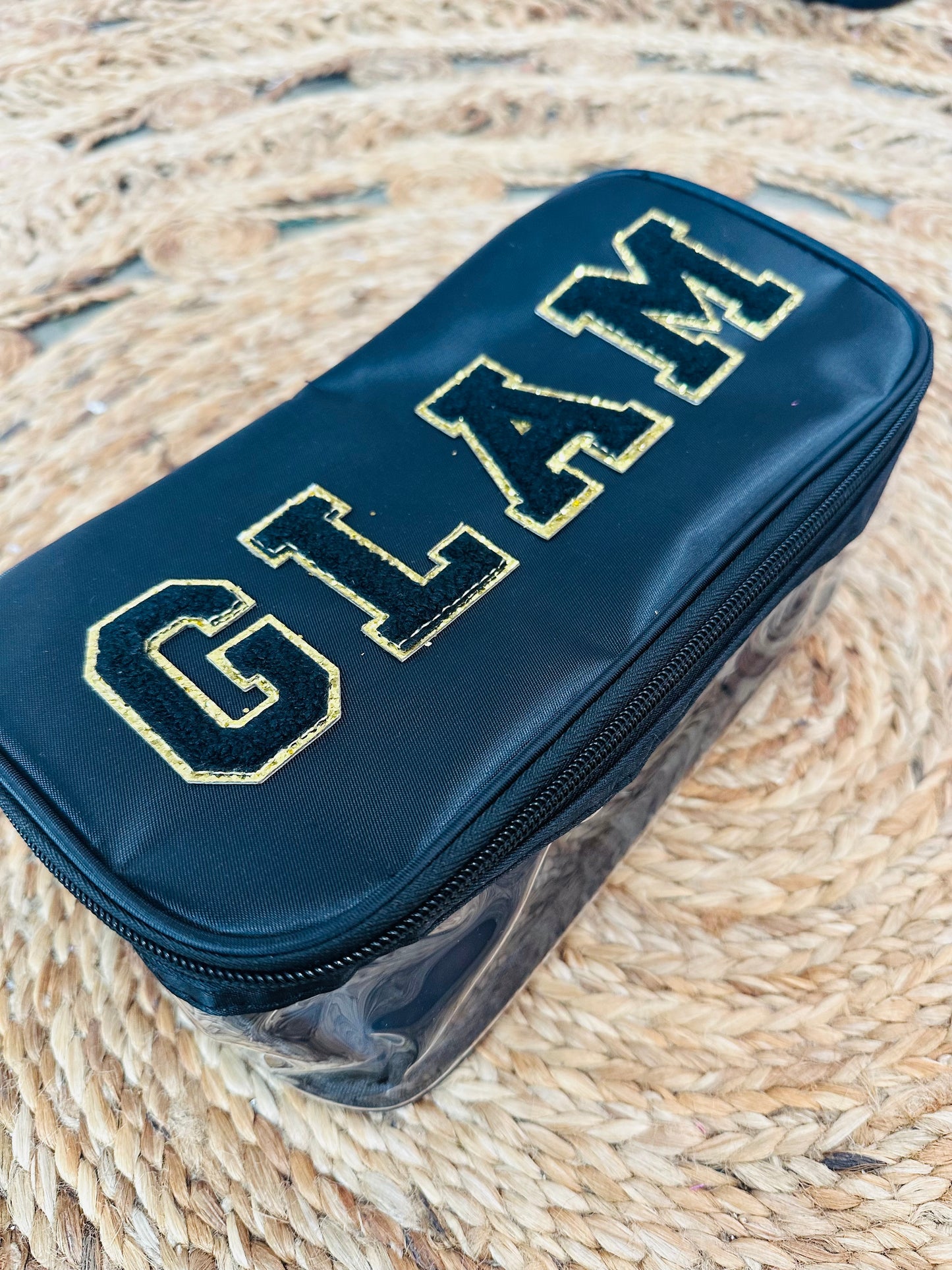 Black Glam Clear Cosmetic Make up Bag